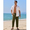 image:imageCOOFANDY Mens Linen Casual Pants Elastic Waist Drawstring Trousers Yoga Beach Summer PantsArmy Green