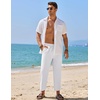 image:imageCOOFANDY Mens Linen Casual Pants Elastic Waist Drawstring Trousers Yoga Beach Summer PantsAwhite