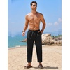 image:imageCOOFANDY Mens Linen Casual Pants Elastic Waist Drawstring Trousers Yoga Beach Summer PantsBlack