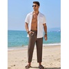 image:imageCOOFANDY Mens Linen Casual Pants Elastic Waist Drawstring Trousers Yoga Beach Summer PantsBrown