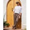 image:imageCOOFANDY Mens Linen Casual Pants Elastic Waist Drawstring Trousers Yoga Beach Summer PantsBrown