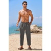 image:imageCOOFANDY Mens Linen Casual Pants Elastic Waist Drawstring Trousers Yoga Beach Summer PantsDark Grey