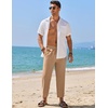 image:imageCOOFANDY Mens Linen Casual Pants Elastic Waist Drawstring Trousers Yoga Beach Summer PantsDark Khkai