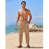 image:imageCOOFANDY Mens Linen Casual Pants Elastic Waist Drawstring Trousers Yoga Beach Summer PantsDark Khkai