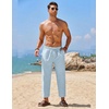 image:imageCOOFANDY Mens Linen Casual Pants Elastic Waist Drawstring Trousers Yoga Beach Summer PantsLight Blue