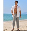 image:imageCOOFANDY Mens Linen Casual Pants Elastic Waist Drawstring Trousers Yoga Beach Summer PantsLight Grey