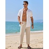 image:imageCOOFANDY Mens Linen Casual Pants Elastic Waist Drawstring Trousers Yoga Beach Summer PantsLight Khkai