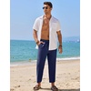 image:imageCOOFANDY Mens Linen Casual Pants Elastic Waist Drawstring Trousers Yoga Beach Summer PantsNavy Blue