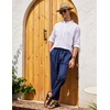image:imageCOOFANDY Mens Linen Casual Pants Elastic Waist Drawstring Trousers Yoga Beach Summer PantsNavy Blue