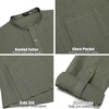 image:imageCOOFANDY Mens Linen Henley Shirts Long Sleeve Collarless TShirts Longline Kurta Beach Shirts with PocketArmy Green