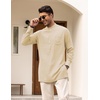 image:imageCOOFANDY Mens Linen Henley Shirts Long Sleeve Collarless TShirts Longline Kurta Beach Shirts with PocketBeige