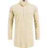 image:imageCOOFANDY Mens Linen Henley Shirts Long Sleeve Collarless TShirts Longline Kurta Beach Shirts with PocketBeige