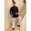 image:imageCOOFANDY Mens Linen Henley Shirts Long Sleeve Collarless TShirts Longline Kurta Beach Shirts with PocketBlack