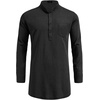 image:imageCOOFANDY Mens Linen Henley Shirts Long Sleeve Collarless TShirts Longline Kurta Beach Shirts with PocketBlack