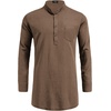 image:imageCOOFANDY Mens Linen Henley Shirts Long Sleeve Collarless TShirts Longline Kurta Beach Shirts with PocketBrown