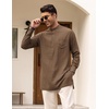 image:imageCOOFANDY Mens Linen Henley Shirts Long Sleeve Collarless TShirts Longline Kurta Beach Shirts with PocketBrown
