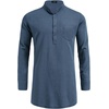 image:imageCOOFANDY Mens Linen Henley Shirts Long Sleeve Collarless TShirts Longline Kurta Beach Shirts with PocketDark Blue