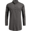 image:imageCOOFANDY Mens Linen Henley Shirts Long Sleeve Collarless TShirts Longline Kurta Beach Shirts with PocketDark Grey