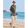 image:imageCOOFANDY Mens Linen Henley Shirts Long Sleeve Collarless TShirts Longline Kurta Beach Shirts with PocketDark Grey