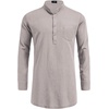 image:imageCOOFANDY Mens Linen Henley Shirts Long Sleeve Collarless TShirts Longline Kurta Beach Shirts with PocketGrey