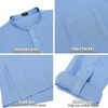 image:imageCOOFANDY Mens Linen Henley Shirts Long Sleeve Collarless TShirts Longline Kurta Beach Shirts with PocketLight Blue