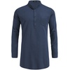 image:imageCOOFANDY Mens Linen Henley Shirts Long Sleeve Collarless TShirts Longline Kurta Beach Shirts with PocketNavy Blue