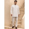 image:imageCOOFANDY Mens Linen Henley Shirts Long Sleeve Collarless TShirts Longline Kurta Beach Shirts with PocketWhite