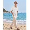 image:imageCOOFANDY Mens Linen Henley Shirts Long Sleeve Collarless TShirts Longline Kurta Beach Shirts with PocketWhite