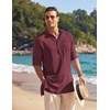 image:imageCOOFANDY Mens Linen Henley Shirts Long Sleeve Collarless TShirts Longline Kurta Beach Shirts with PocketWine Red