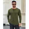 image:imageCOOFANDY Mens Long Sleeve Henley Shirts Cotton TShirts Casual Pullover Shirt Soft Stretch Basic Tees Fall TopsArmy Green