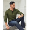 image:imageCOOFANDY Mens Long Sleeve Henley Shirts Cotton TShirts Casual Pullover Shirt Soft Stretch Basic Tees Fall TopsArmy Green