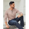 image:imageCOOFANDY Mens Long Sleeve Henley Shirts Cotton TShirts Casual Pullover Shirt Soft Stretch Basic Tees Fall TopsBeige