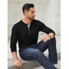 image:imageCOOFANDY Mens Long Sleeve Henley Shirts Cotton TShirts Casual Pullover Shirt Soft Stretch Basic Tees Fall TopsBlack 01  Grey Collar