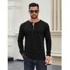 image:imageCOOFANDY Mens Long Sleeve Henley Shirts Cotton TShirts Casual Pullover Shirt Soft Stretch Basic Tees Fall TopsBlack 01  Grey Collar
