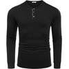 image:imageCOOFANDY Mens Long Sleeve Henley Shirts Cotton TShirts Casual Pullover Shirt Soft Stretch Basic Tees Fall TopsBlack 01  Grey Collar