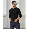 image:imageCOOFANDY Mens Long Sleeve Henley Shirts Cotton TShirts Casual Pullover Shirt Soft Stretch Basic Tees Fall TopsBlack 02  Khaki Collar