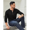 image:imageCOOFANDY Mens Long Sleeve Henley Shirts Cotton TShirts Casual Pullover Shirt Soft Stretch Basic Tees Fall TopsBlack 02  Khaki Collar
