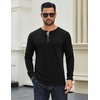 image:imageCOOFANDY Mens Long Sleeve Henley Shirts Cotton TShirts Casual Pullover Shirt Soft Stretch Basic Tees Fall TopsBlack 02  Khaki Collar