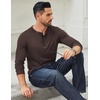image:imageCOOFANDY Mens Long Sleeve Henley Shirts Cotton TShirts Casual Pullover Shirt Soft Stretch Basic Tees Fall TopsBrown