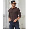 image:imageCOOFANDY Mens Long Sleeve Henley Shirts Cotton TShirts Casual Pullover Shirt Soft Stretch Basic Tees Fall TopsBrown