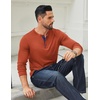 image:imageCOOFANDY Mens Long Sleeve Henley Shirts Cotton TShirts Casual Pullover Shirt Soft Stretch Basic Tees Fall TopsCaramel