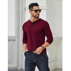 image:imageCOOFANDY Mens Long Sleeve Henley Shirts Cotton TShirts Casual Pullover Shirt Soft Stretch Basic Tees Fall TopsDark Red