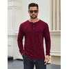 image:imageCOOFANDY Mens Long Sleeve Henley Shirts Cotton TShirts Casual Pullover Shirt Soft Stretch Basic Tees Fall TopsDark Red