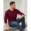 image:imageCOOFANDY Mens Long Sleeve Henley Shirts Cotton TShirts Casual Pullover Shirt Soft Stretch Basic Tees Fall TopsDark Red