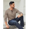 image:imageCOOFANDY Mens Long Sleeve Henley Shirts Cotton TShirts Casual Pullover Shirt Soft Stretch Basic Tees Fall TopsKhaki