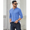 image:imageCOOFANDY Mens Long Sleeve Henley Shirts Cotton TShirts Casual Pullover Shirt Soft Stretch Basic Tees Fall TopsLight Blue