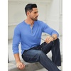 image:imageCOOFANDY Mens Long Sleeve Henley Shirts Cotton TShirts Casual Pullover Shirt Soft Stretch Basic Tees Fall TopsLight Blue