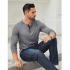 image:imageCOOFANDY Mens Long Sleeve Henley Shirts Cotton TShirts Casual Pullover Shirt Soft Stretch Basic Tees Fall TopsLight Grey