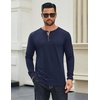 image:imageCOOFANDY Mens Long Sleeve Henley Shirts Cotton TShirts Casual Pullover Shirt Soft Stretch Basic Tees Fall TopsNavy Blue 02  Khaki Collar