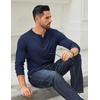 image:imageCOOFANDY Mens Long Sleeve Henley Shirts Cotton TShirts Casual Pullover Shirt Soft Stretch Basic Tees Fall TopsNavy Blue